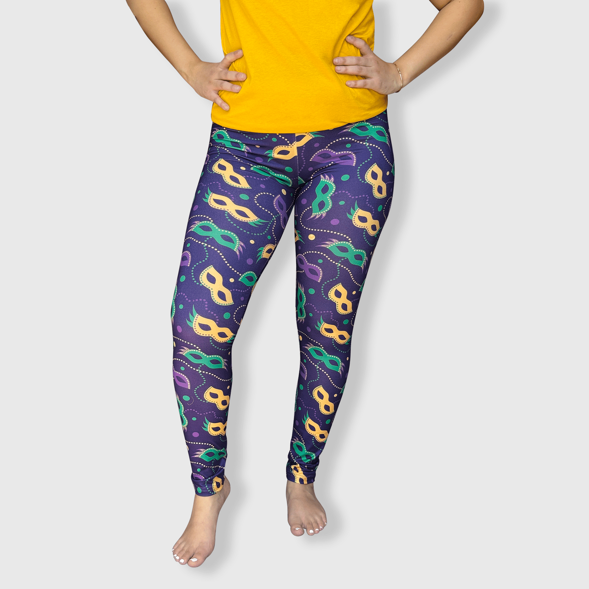 ILTEX Apparel Adult Clothing Mardi Gras Mask Purple Leggings