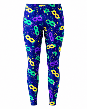 ILTEX Apparel Adult Clothing Mardi Gras Mask Purple Leggings