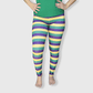 ILTEX Apparel Adult Clothing Mardi Gras Striped Leggings