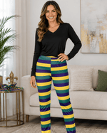 ILTEX Apparel Adult Clothing Mardi Gras Striped Leggings
