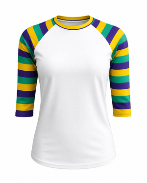 ILTEX Apparel Adult Clothing Mardi Gras Striped White Polyester Top