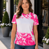 Cloud Distressed Blank Faux Bleached Top - Pink