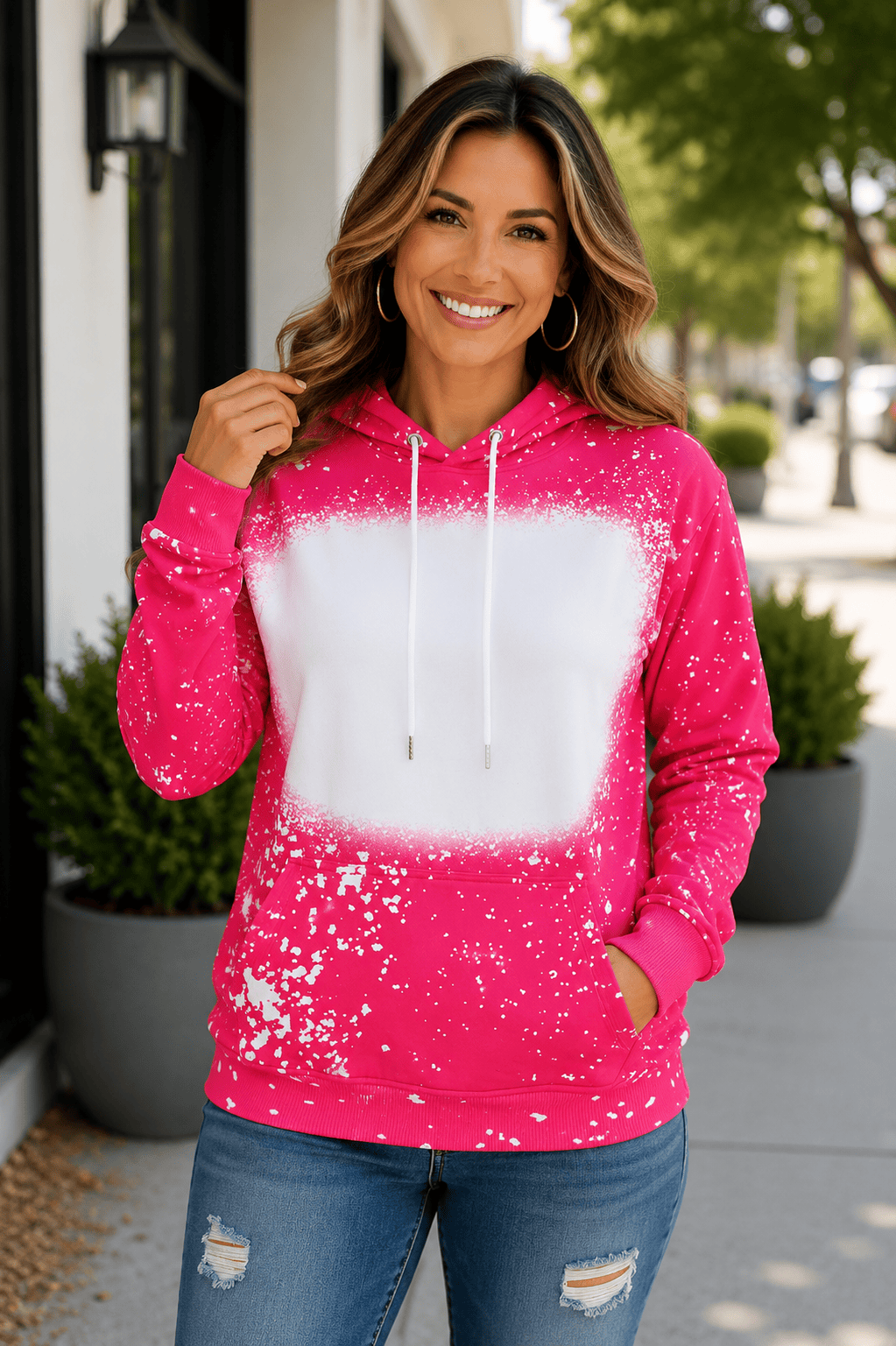 ILTEX Apparel Adult Clothing Pink / Small Faux Bleached Hoodie