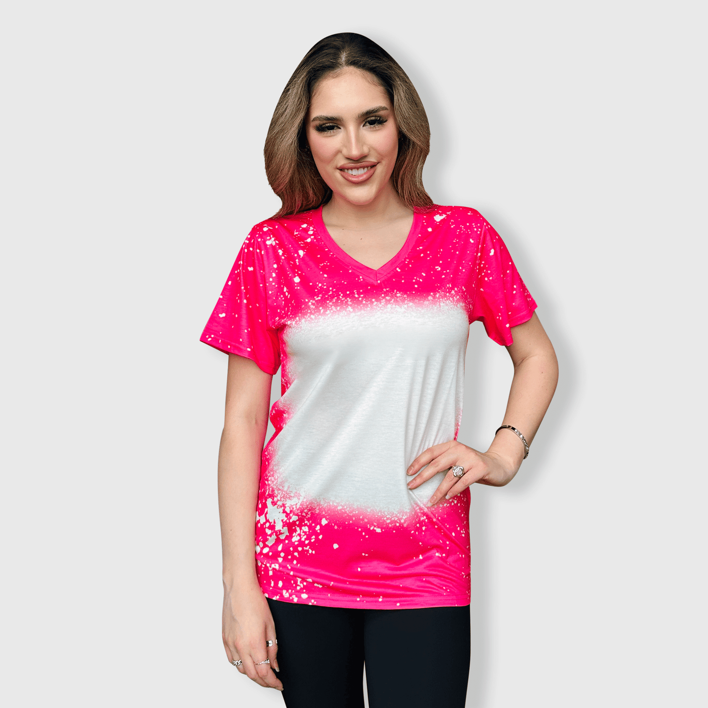 ILTEX Apparel Adult Clothing Pink / Small V-Neck FAUX Bleached Tees
