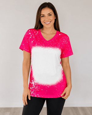 ILTEX Apparel Adult Clothing Pink / Small V-Neck FAUX Bleached Tees
