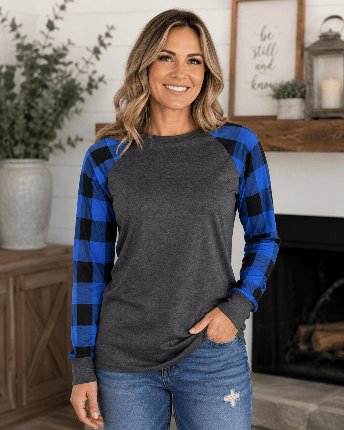 ILTEX Apparel Adult Clothing Plaid Blue Long Sleeves Polyester