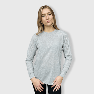 ILTEX Apparel Adult Clothing Polyester Gray Cotton-Feel Long Sleeve Tee