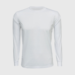 ILTEX Apparel Adult Clothing Polyester White Cotton-Feel Long Sleeve Tee