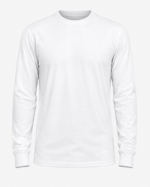 ILTEX Apparel Adult Clothing Polyester White Cotton-Feel Long Sleeve Tee