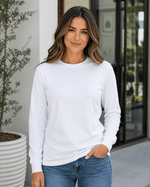 ILTEX Apparel Adult Clothing Polyester White Cotton-Feel Long Sleeve Tee