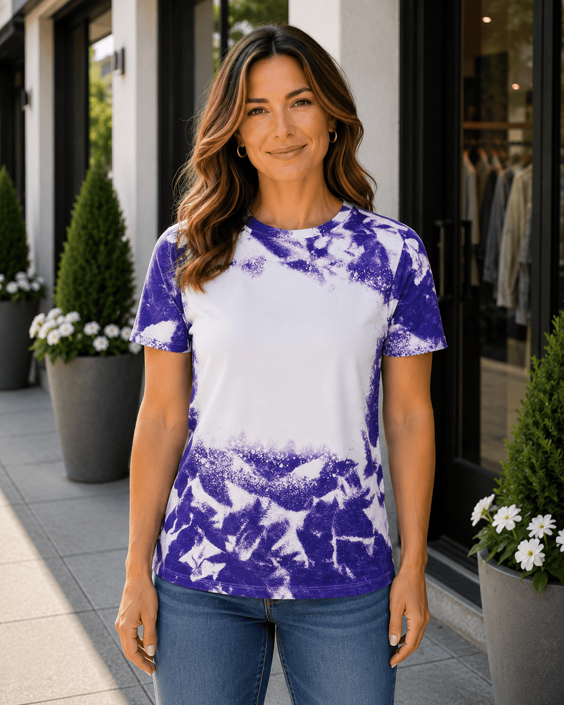 ILTEX Apparel Adult Clothing Purple / Small Cloud Distressed Blank Faux Bleached Top
