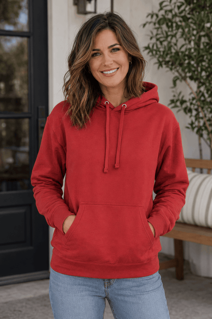 ILTEX Apparel Adult Clothing Red / Small Adult Comfort Plain Pullover Hoodie