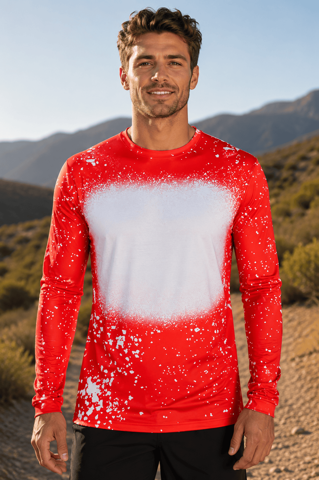 ILTEX Apparel Adult Clothing Red / Small FAUX Bleached Long Sleeve Tee