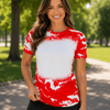 Scrunched Faux Bleached Tees - Red