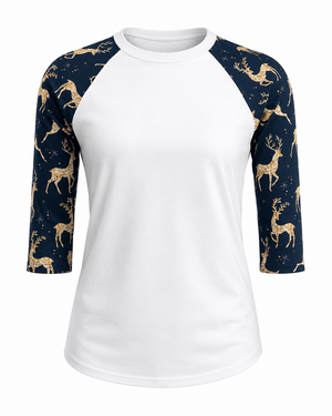 ILTEX Apparel Adult Clothing Reindeer Gold White Polyester Top