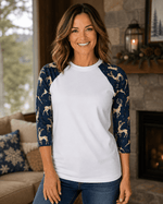 ILTEX Apparel Adult Clothing Reindeer Gold White Polyester Top