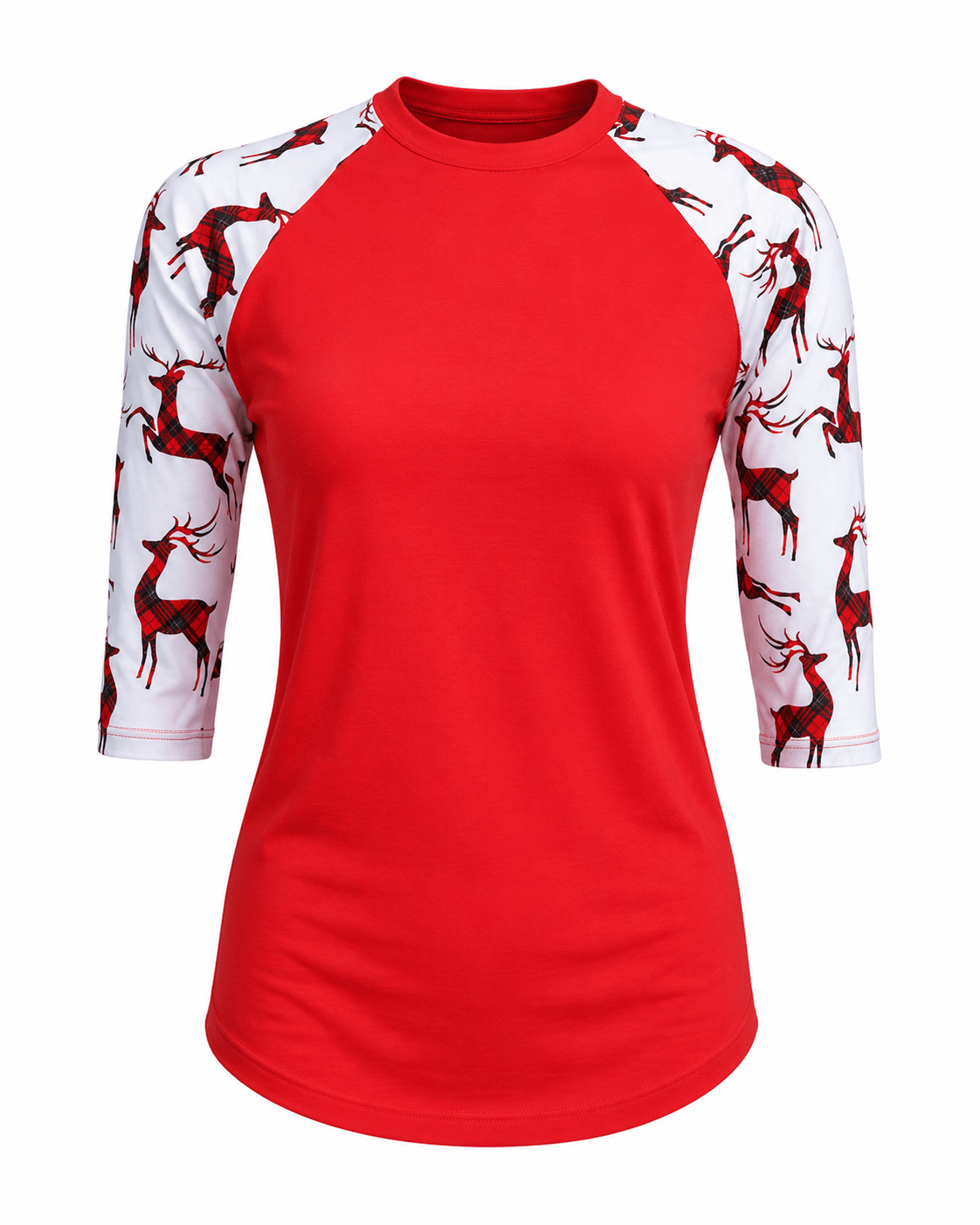 ILTEX Apparel Adult Clothing Reindeer Plaid Red Polyester Top