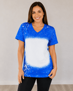 ILTEX Apparel Adult Clothing Royal Blue / Small V-Neck FAUX Bleached Tees