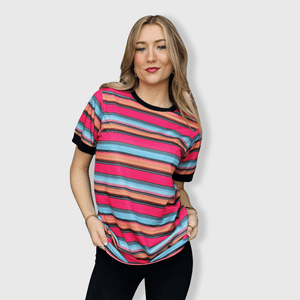 ILTEX Apparel Adult Clothing Serape Black Short Sleeve Top