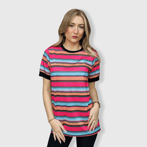 ILTEX Apparel Adult Clothing Serape Black Short Sleeve Top