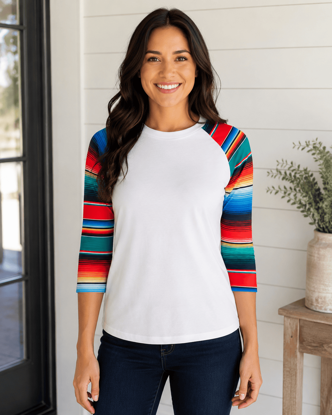 ILTEX Apparel Adult Clothing Serape White Polyester Top