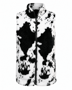 ILTEX Apparel Adult Clothing Sherpa Black Cow Vest Women