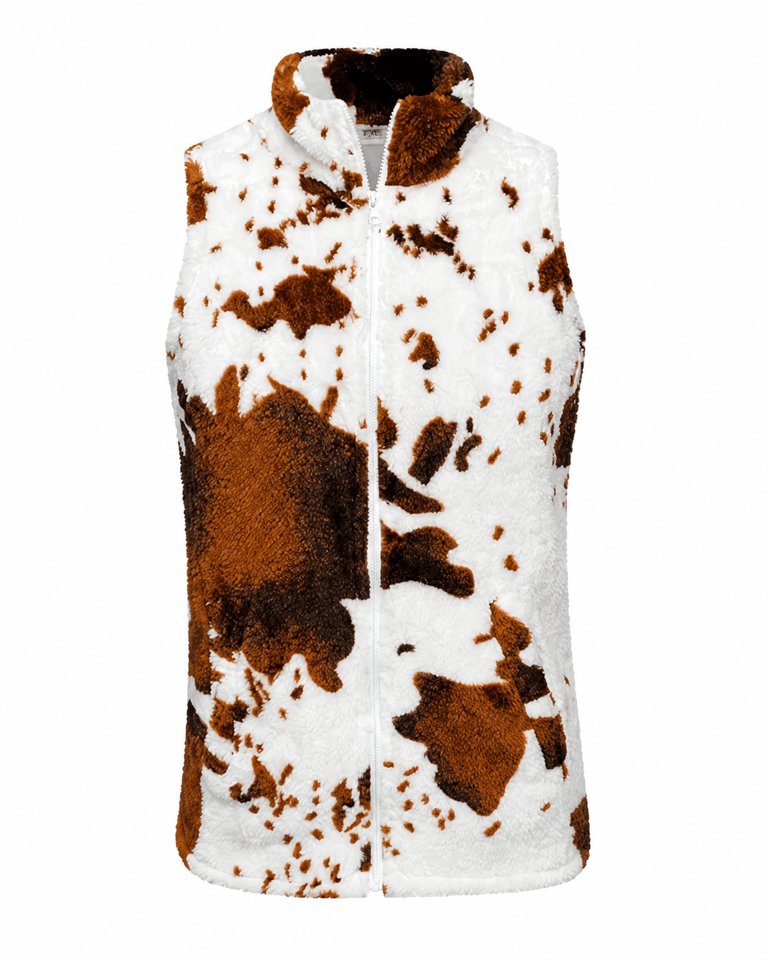 ILTEX Apparel Adult Clothing Sherpa Brown Cow Vest Women