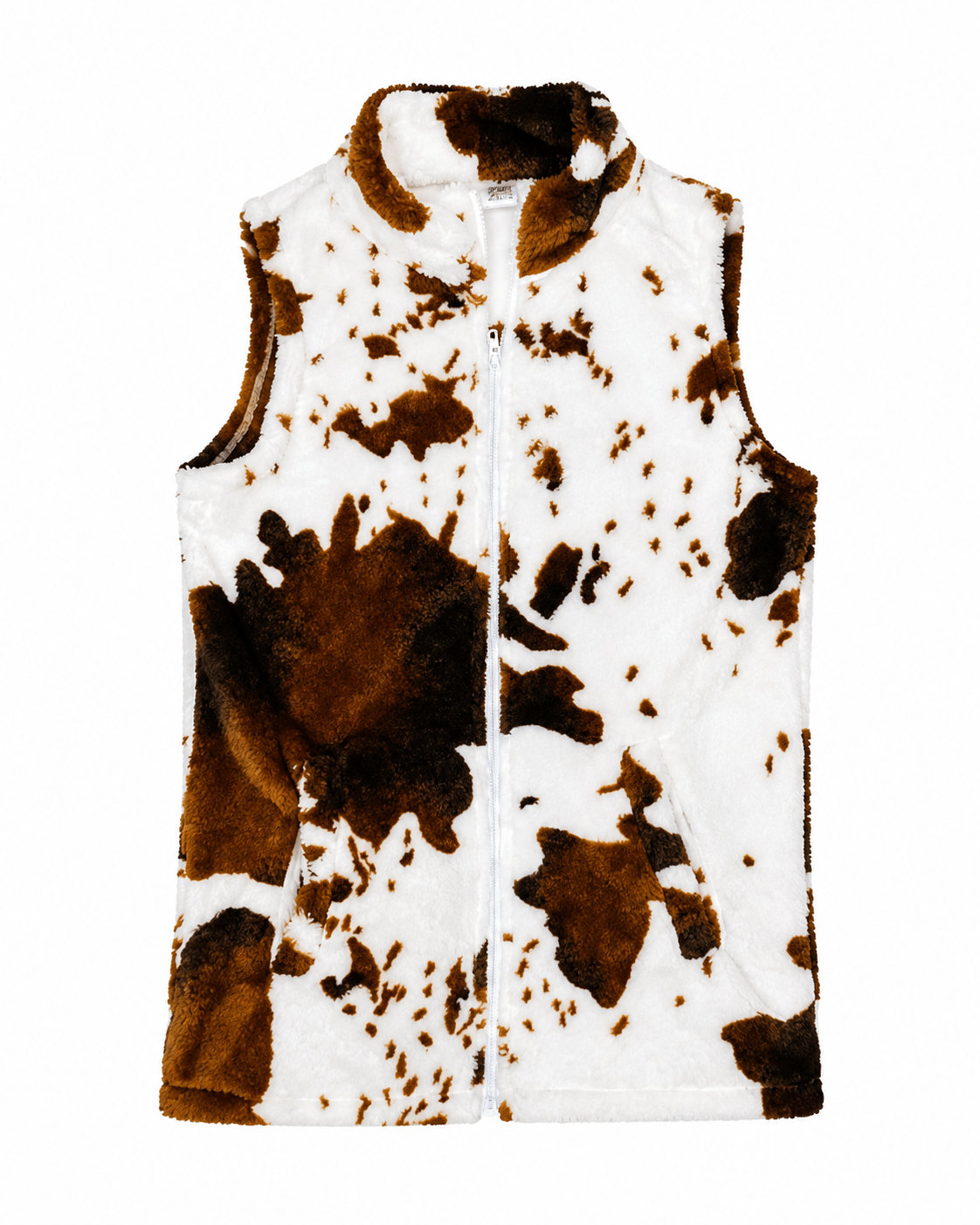 ILTEX Apparel Adult Clothing Sherpa Brown Cow Vest Women