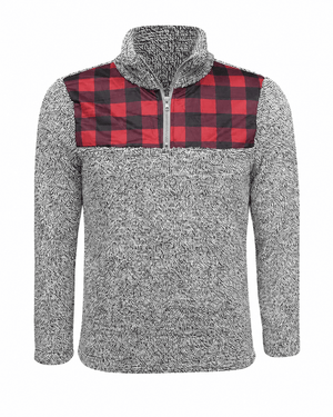 ILTEX Apparel Adult Clothing Sherpa Gray Plaid Pullover Women