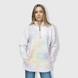 ILTEX Apparel Adult Clothing Sherpa Tie Dye Pastel Pullover Women