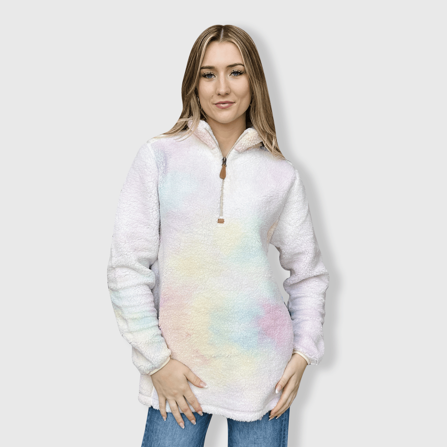 ILTEX Apparel Adult Clothing Sherpa Tie Dye Pastel Pullover Women