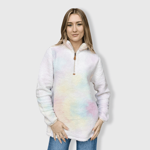 ILTEX Apparel Adult Clothing Sherpa Tie Dye Pastel Pullover Women