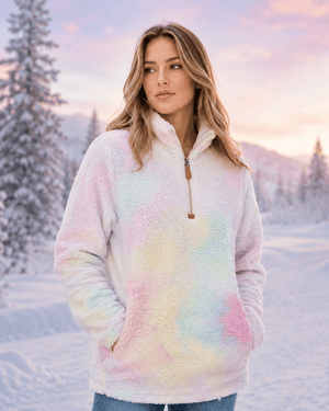 ILTEX Apparel Adult Clothing Sherpa Tie Dye Pastel Pullover Women