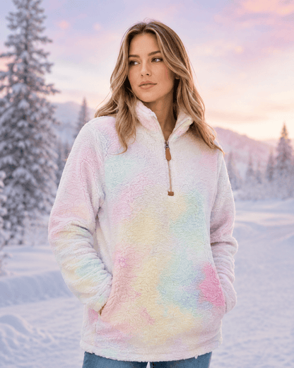 ILTEX Apparel Adult Clothing Sherpa Tie Dye Pastel Pullover Women