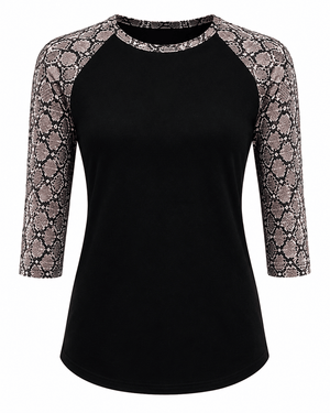 ILTEX Apparel Adult Clothing Snake Print Black Polyester Top