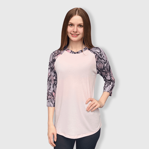 ILTEX Apparel Adult Clothing Snake Print Pink Polyester Top