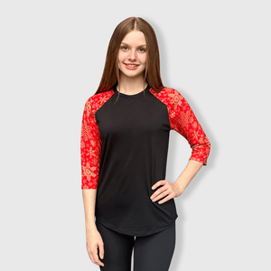 ILTEX Apparel Adult Clothing Snowflakes Gold Red Polyester Top