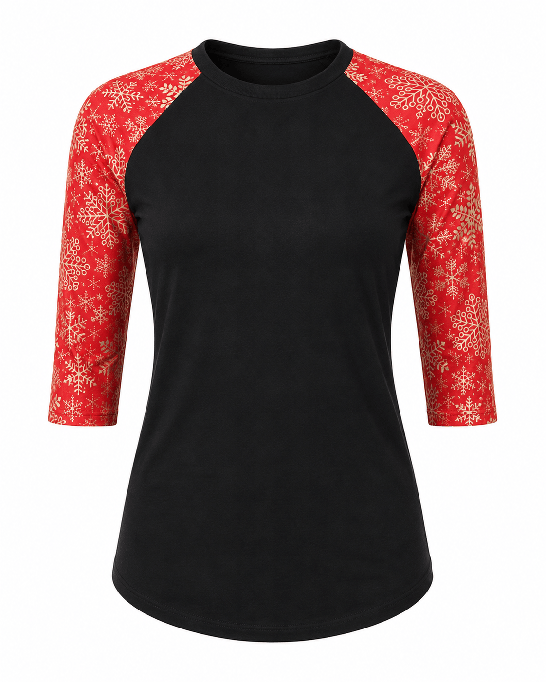 ILTEX Apparel Adult Clothing Snowflakes Gold Red Polyester Top