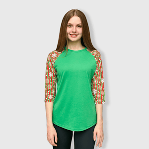 ILTEX Apparel Adult Clothing Snowflakes Striped Green Red Polyester Top