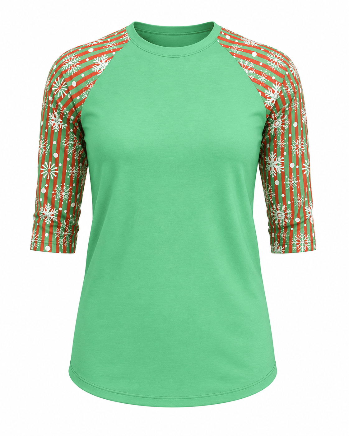 ILTEX Apparel Adult Clothing Snowflakes Striped Green Red Polyester Top