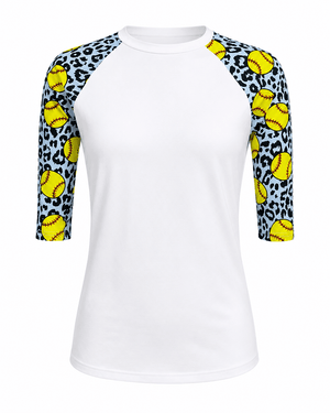 ILTEX Apparel Adult Clothing Softball Cheetah White Polyester Top