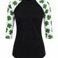 ILTEX Apparel Adult Clothing St. Patrick's Clover Cheetah Black Polyester Top