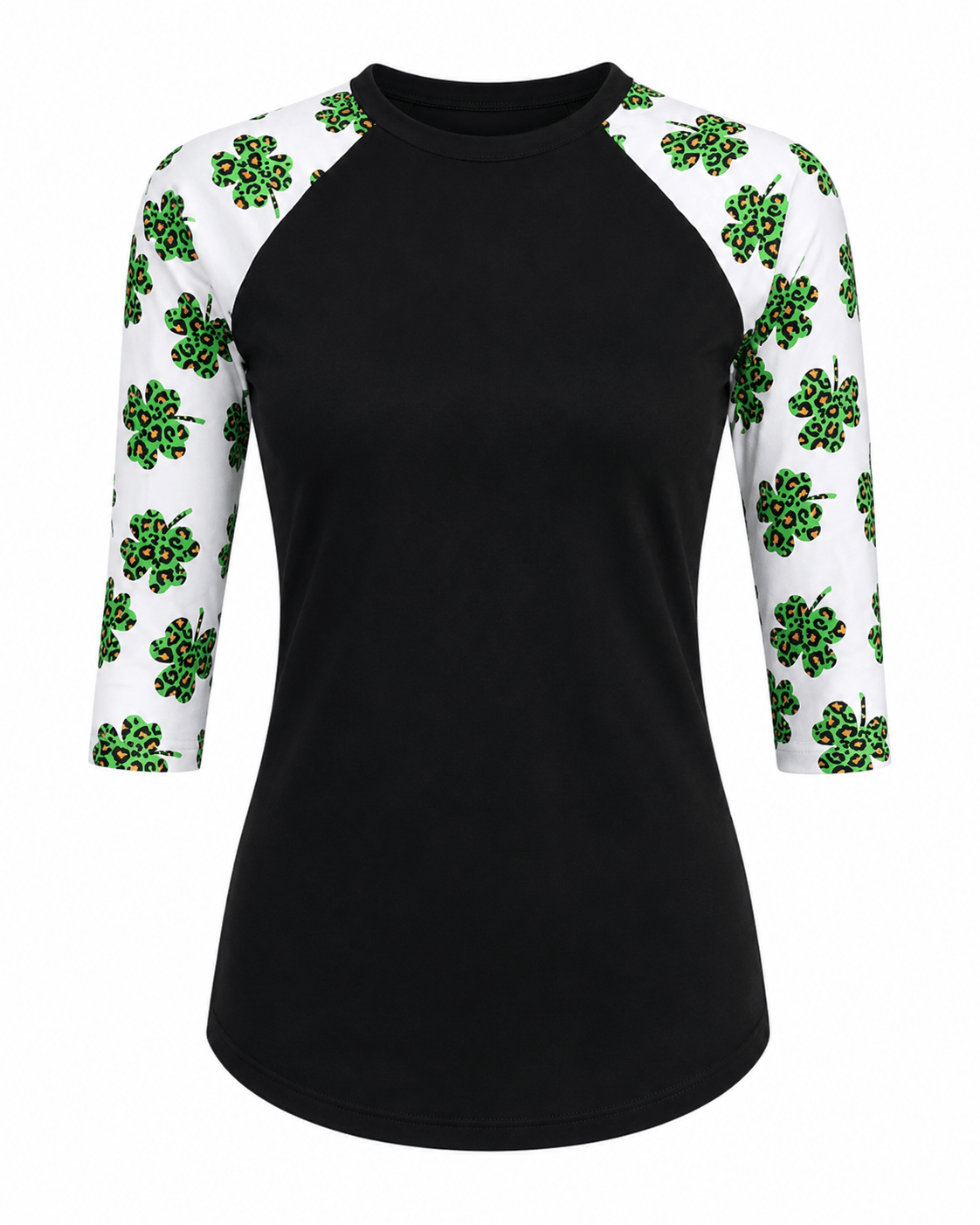 ILTEX Apparel Adult Clothing St. Patrick's Clover Cheetah Black Polyester Top