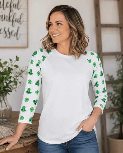 ILTEX Apparel Adult Clothing St. Patrick's Clover Hat White Polyester Top