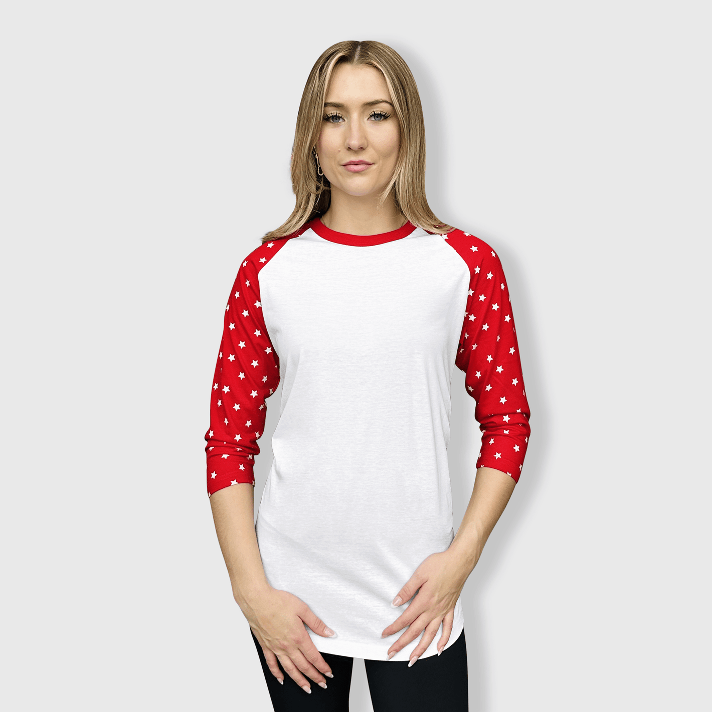 ILTEX Apparel Adult Clothing Star Sleeves White Red Top