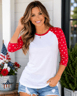 ILTEX Apparel Adult Clothing Star Sleeves White Red Top