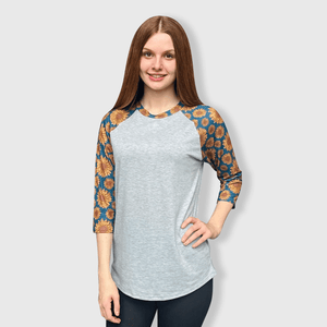 ILTEX Apparel Adult Clothing Sunflower Gray Teal Polyester Top