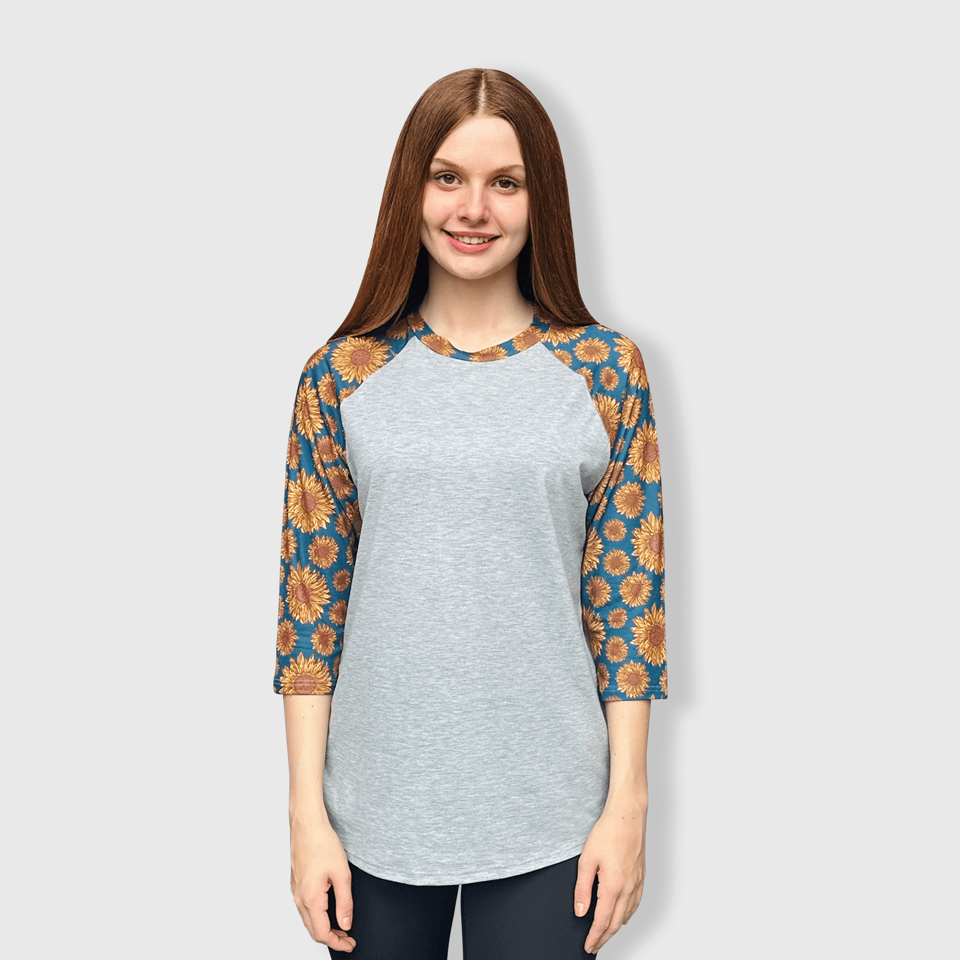 ILTEX Apparel Adult Clothing Sunflower Gray Teal Polyester Top