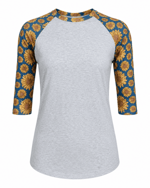 ILTEX Apparel Adult Clothing Sunflower Gray Teal Polyester Top