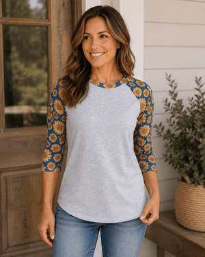 ILTEX Apparel Adult Clothing Sunflower Gray Teal Polyester Top
